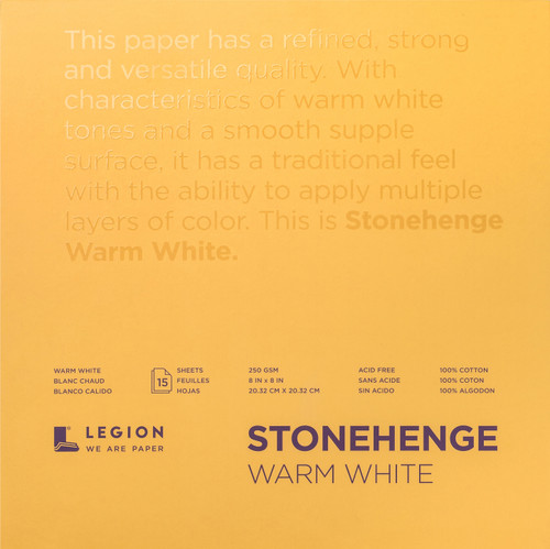 Stonehenge Paper Pad 8"X8" 15 Sheets/Pkg-Warm White 90lb -SWWP8X8 - 645248440685
