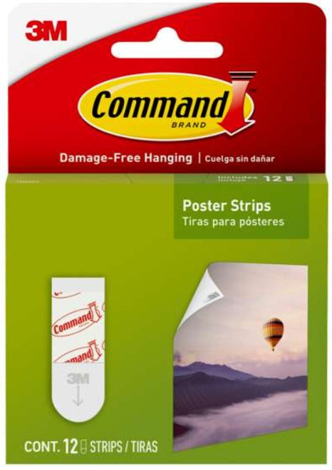 Command Small Poster Strips 12/Pkg-White - 17024 - 051131659889