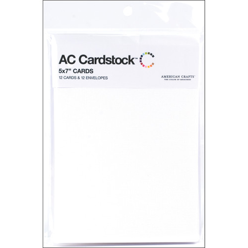 American Crafts A7 Cards W/Envelopes (5.25"X7.25") 12/Pkg-White -AC71338 - 718813713382