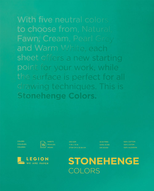 Stonehenge Paper Pad 11"X14" 15 Sheets/Pkg-Multi-Color 90lb - SCP11X14 - 645248434554