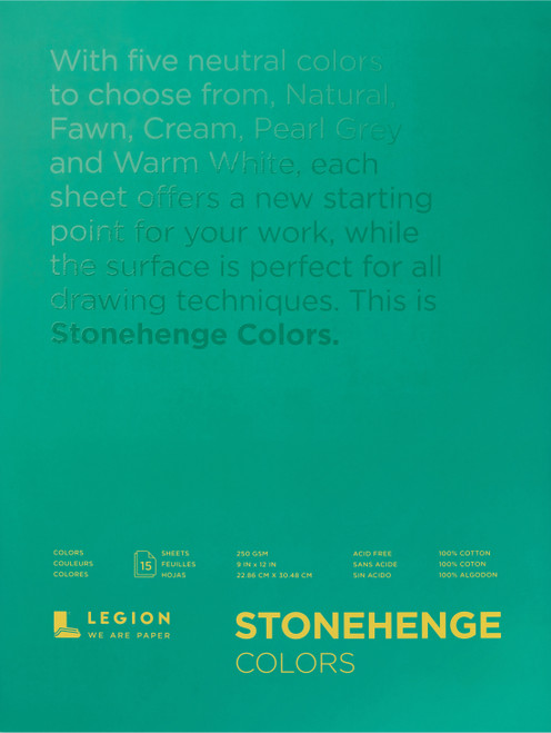 Stonehenge Paper Pad 9"X12" 15 Sheets/Pkg-Multi-Color 90lb -SCP9X12 - 645248434547