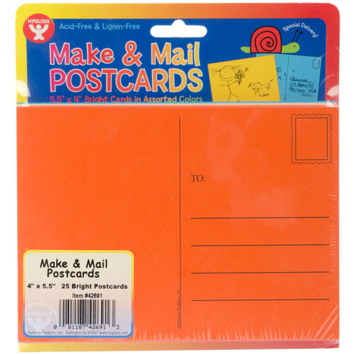 Hygloss Mighty Bright Make & Mail Postcards 4"X5.5" 25/Pkg-Assorted Bright Colors 42691 - 081187426913