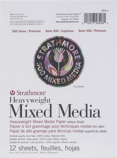 Strathmore 500 Series Heavyweight Mixed Media Pad 6"X8"-12 Sheets - 62584600 - 012017584060