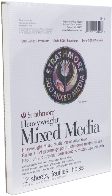 Strathmore 500 Series Heavyweight Mixed Media Pad 6"X8"-12 Sheets - 62584600