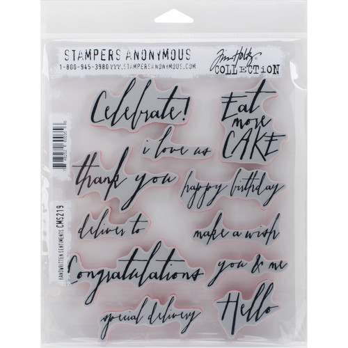 Tim Holtz Cling Stamps 7"X8.5"-Handwritten Sentiments - CMS-219 - 748252600356
