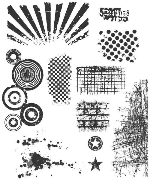 Tim Holtz Cling Stamps 7"X8.5"-Bitty Grunge - CMS-LG-089 Tim Holtz Cling Stamps 7"X8.5"-Bitty Grunge - CMS-LG-089