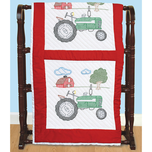 Jack Dempsey Stamped White Quilt Blocks 18"X18" 6/Pkg-Tractor - 732 635 Jack Dempsey Stamped White Quilt Blocks 18"X18" 6/Pkg-Tractor - 732 635