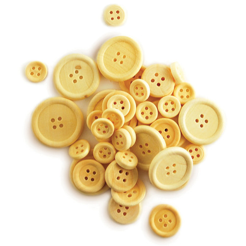 Krafty Kids Craftwood Craft Buttons Assorted 40/Pkg-Natural - CW340