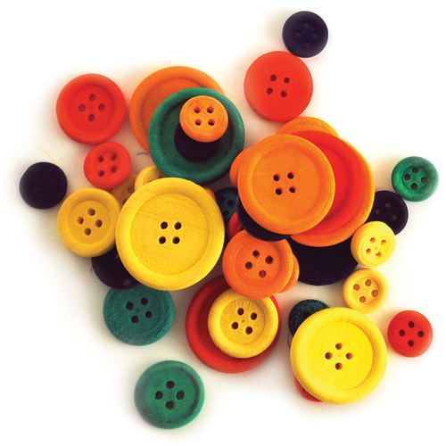 Krafty Kids Craftwood Craft Buttons Assorted 40/Pkg-Colored CW341