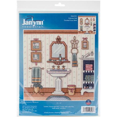 Janlynn Counted Cross Stitch Kit 10"X10"-Victorian Sink (14 Count) 06-0101 - 049489008237