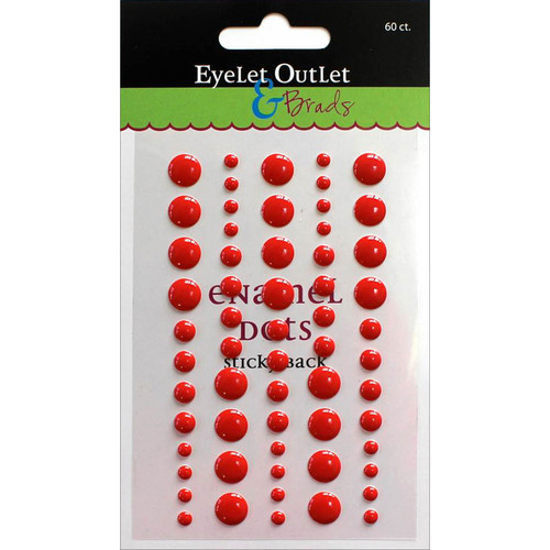 Eyelet Outlet Adhesive-Back Enamel Dot 60/Pkg-Red EN60-E22B - 810787023457