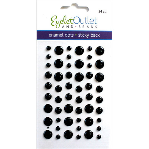 Eyelet Outlet Adhesive-Back Enamel Dots 54/Pkg-Glitter Black EN54-E18B - 810787023570