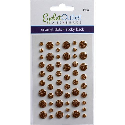 Eyelet Outlet Adhesive-Back Enamel Dots 54/Pkg-Glitter Gold EN54-E18C - 810787023587