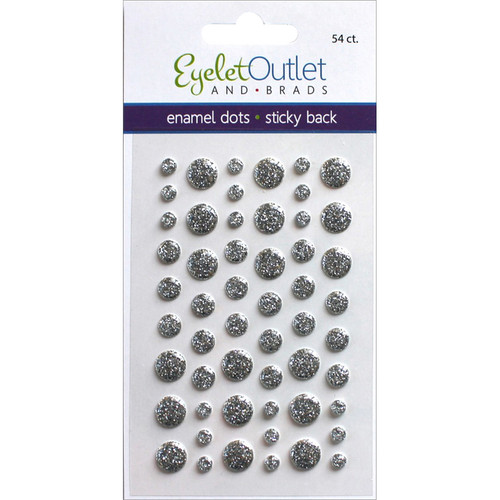 Eyelet Outlet Adhesive-Back Enamel Dots 54/Pkg-Glitter Silver EN54-E18D - 810787023594