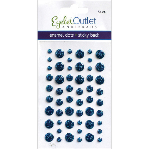 Eyelet Outlet Adhesive-Back Enamel Dots 54/Pkg-Glitter Blue EN54-E19B - 810787023631