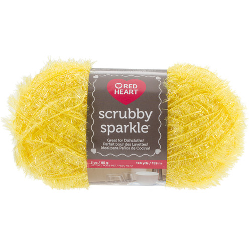 Red Heart Scrubby Sparkle Yarn-Lemon E851-8215 - 073650013706