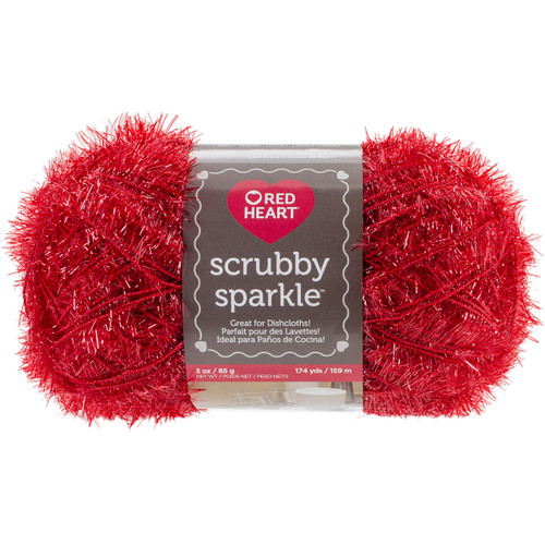 Red Heart Scrubby Sparkle Yarn-Strawberry - E851-8929 - 073650013720