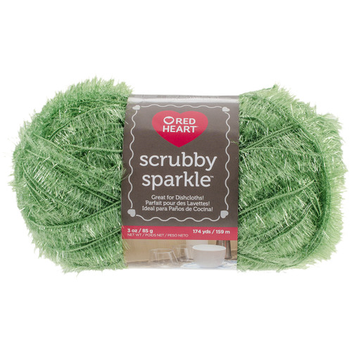Red Heart Scrubby Sparkle Yarn-Avocado - E851-8690 - 073650013829