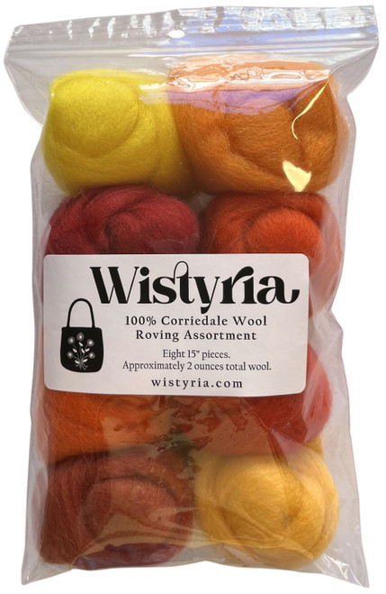 Wistyria Editions Wool Roving 15" .25oz 8/Pkg-Fire - WR-909 - 816463010902