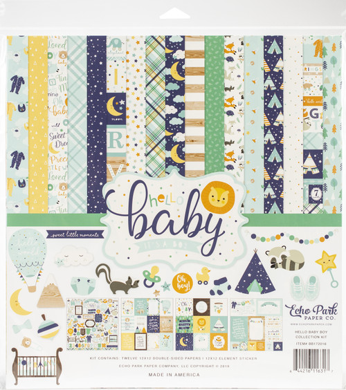 Echo Park Collection Kit 12"X12"-Hello Baby Boy - BB172016 - 644216116317