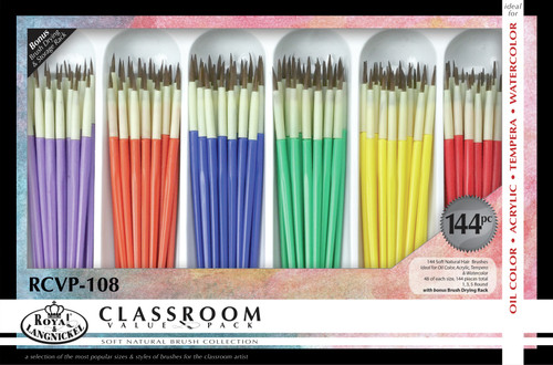 Royal & Langnickel Soft Natural Hair Paint Brushes 144/Pkg- - RCVP-108 - 090672220622