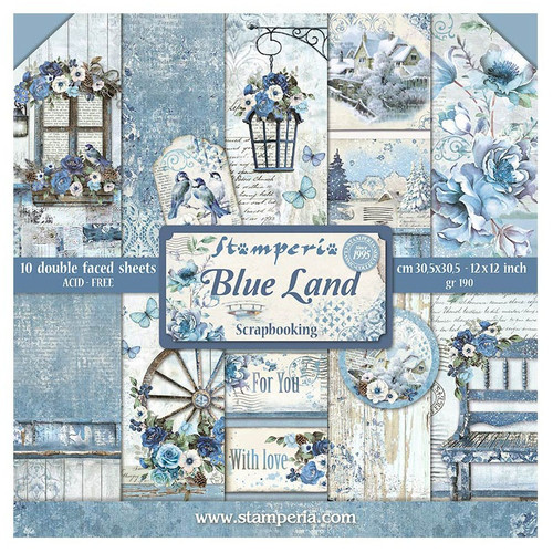 Stamperia Double-Sided Paper Pad 12"X12" 10/Pkg-Blue Land, 10 Designs/1 Each SBBL47 - 80242739985388024273998538