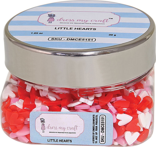 Dress My Craft Clay Embellishments 30gms-Little Hearts -DMCE5151 - 818911020143
