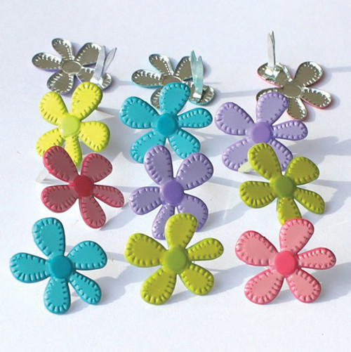 Eyelet Outlet Shape Brads 12/Pkg-Stitched Flowers - Bright - QBRD2-36