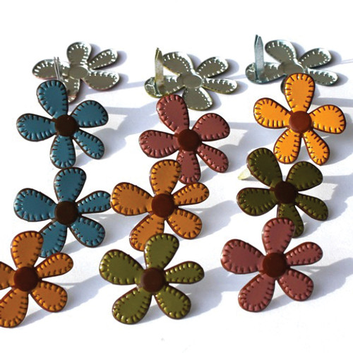 Eyelet Outlet Shape Brads 12/Pkg-Stitched Flowers - Fall - QBRD2-79A - 879693008880