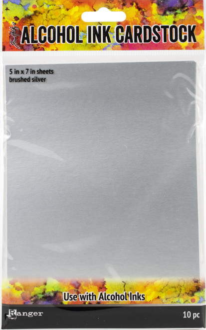 Tim Holtz Alcohol Ink Cardstock 5"X7" 10/Pkg-Brushed Silver TAC65494 - 789541065494