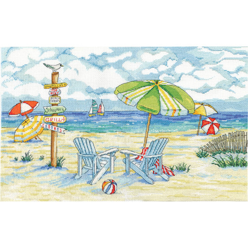 Design Works Counted Cross Stitch Kit 11"X18"-Beach Signs (14 Count) DW2862
