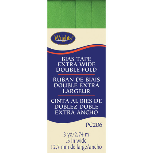 Wrights Double Fold Bias Tape .5"X3yd-Leaf Green - 117-206-922 - 070659895043