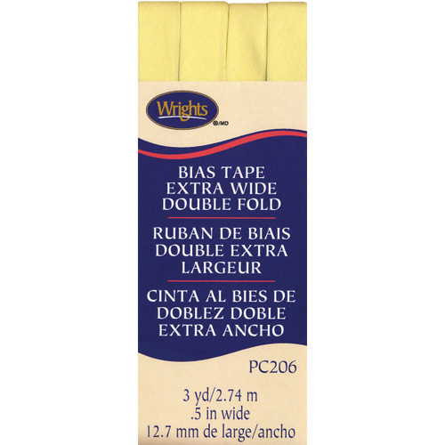 Wrights Double Fold Bias Tape .5"X3yd-Baby Maize - 117-206-927 - 070659895074