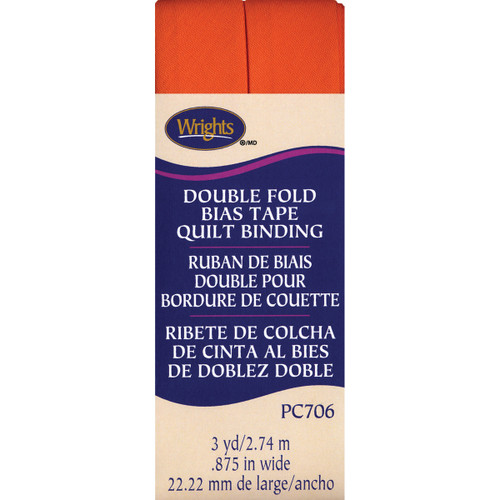 Wrights Double Fold Quilt Binding .875"X3yd-Orange 117-706-058 - 070659894794