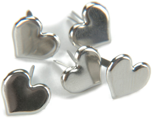 Creative Impressions Metal Paper Fasteners 50/Pkg-Hearts - Silver - CI92003 - 871097005236