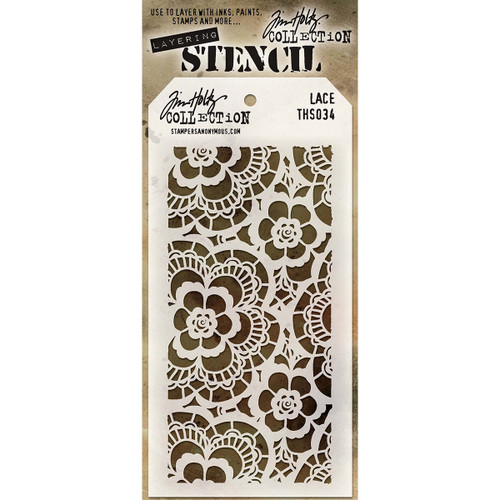 Tim Holtz Layered Stencil 4.125"X8.5"-Lace - THS-034 - 748252602152