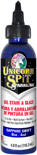 Unicorn Spit Sparkling Wood Stain & Glaze 4oz-Sapphire Swift 5775-001 - 076818006213