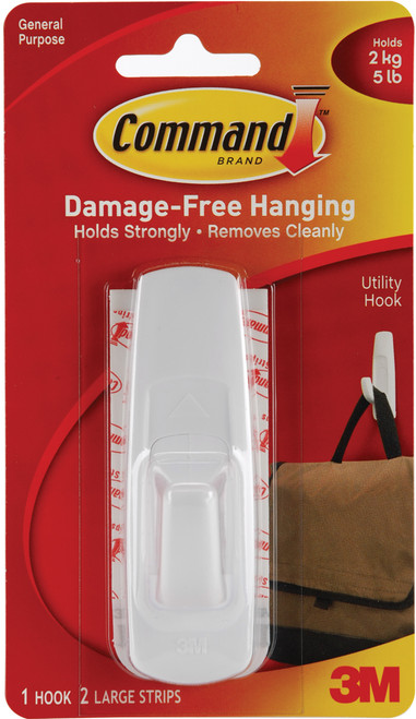 Command Large Utility Hooks-White 1 Hook & 2 Strips - 17003 - 051131651425