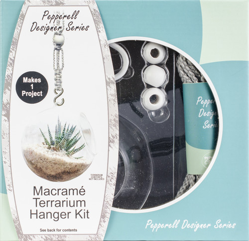 Pepperell Designer Series Macrame Terrarium Hanger Kit-Gray PDS03 - 725879791742