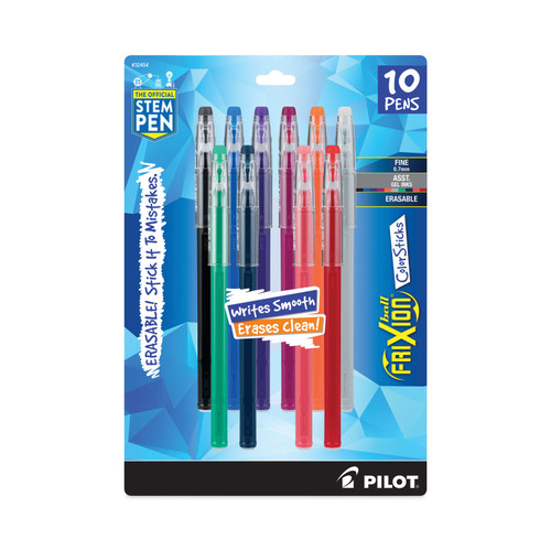 Pilot FriXion Ball Color Sticks Erasable Gel Pens 10/Pkg-Assorted Colors -F32454 - 072838324542
