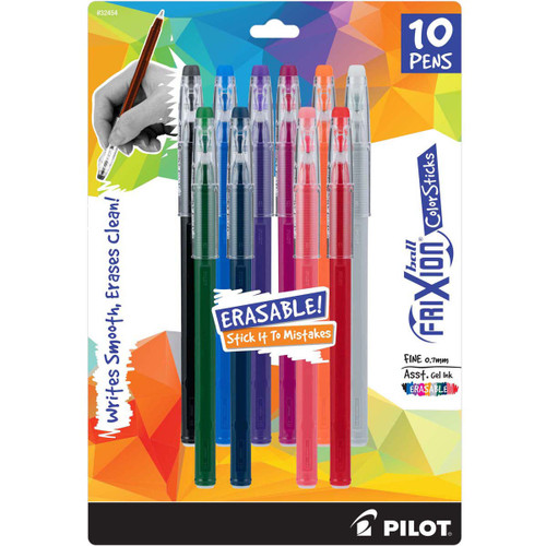 Pilot FriXion Ball Color Sticks Erasable Gel Pens 10/Pkg-Assorted Colors -F32454