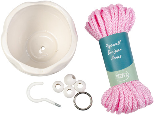 Pepperell Designer Series Macrame Plant Hanger Kit-Pink PDS01