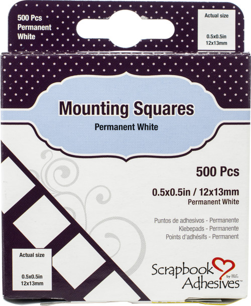 Scrapbook Adhesives Mounting Squares 500/Pkg-Permanent, White, .5"X.5" - 1604 - 093616016046