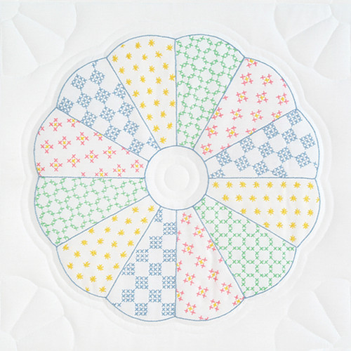 Jack Dempsey Stamped White Quilt Blocks 18"X18" 6/Pkg-Interlocking Dresden Circle - 732 357 - 013155473575