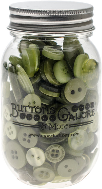 Buttons Galore Button Mason Jars-Leafy Green - MJ-110 - 840934026574