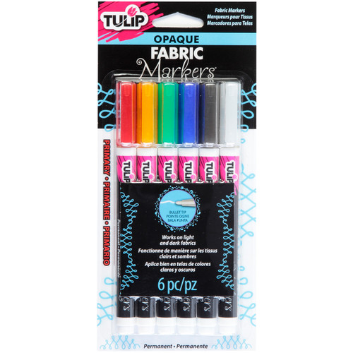 Tulip Opaque Fabric Markers 6/Pkg-Primary - OFM33586 - 017754335869