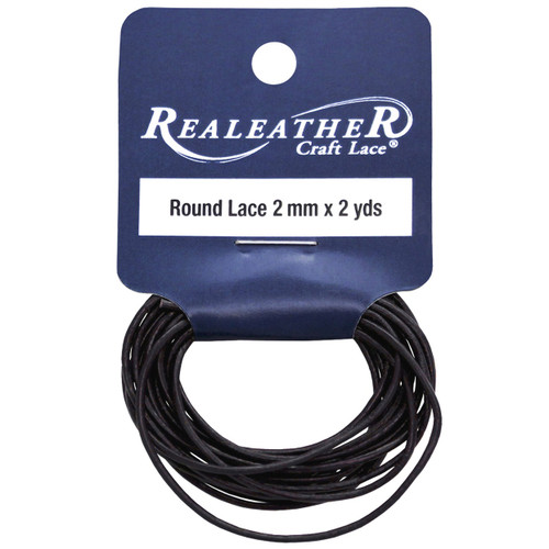 Realeather(R) Crafts Round Leather Lace 2mmX2yd-Black - RL0202-0112 - 870192001846