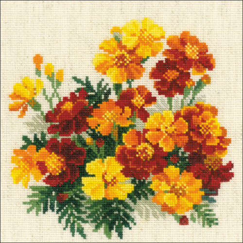 RIOLIS Counted Cross Stitch Kit 7.75"X7.75"-Marigolds (14 Count) - R1556