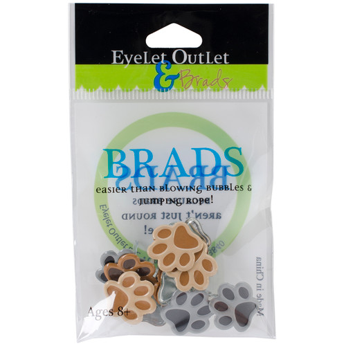 Eyelet Outlet Shape Brads 12/Pkg-Paws - QBRD2-78A - 810787020784