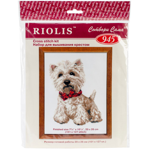 RIOLIS Counted Cross Stitch Kit 7.75"X10.25"-West Highland White (15 Count) R945 - 46071545204754607154520475